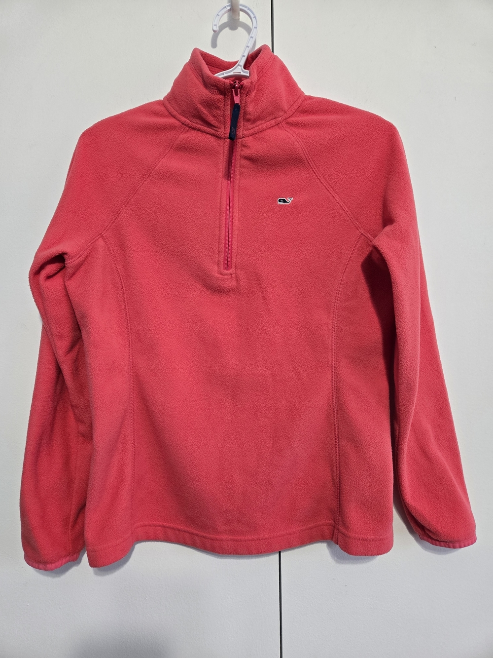 Vineyard Vines Womens XS Pink Fleece Pullover 1/4 Zip Whale Logo Sweater